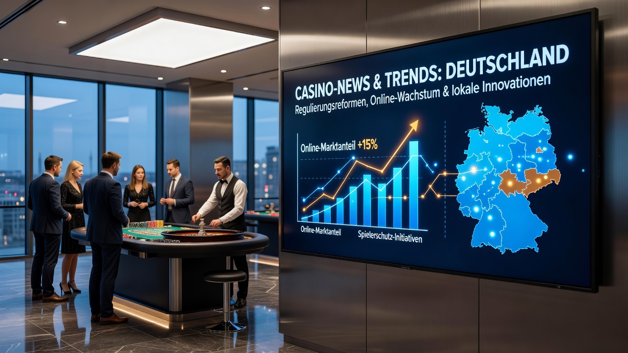 Fassade eines Casinos in Schleswig-Holstein mit beleuchteten Fenstern bei Nacht, symbolisch für die laufenden Privatisierungspläne