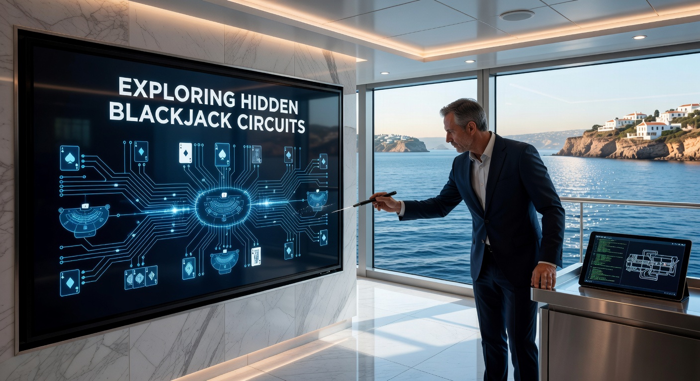 Gruppe von Spielern an einem Blackjack-Tisch in einer eleganten Casino-Lounge auf einem Kreuzfahrtschiff